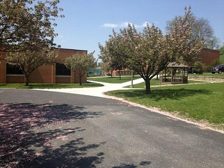 Picture of campus outside Smeal building in spring season