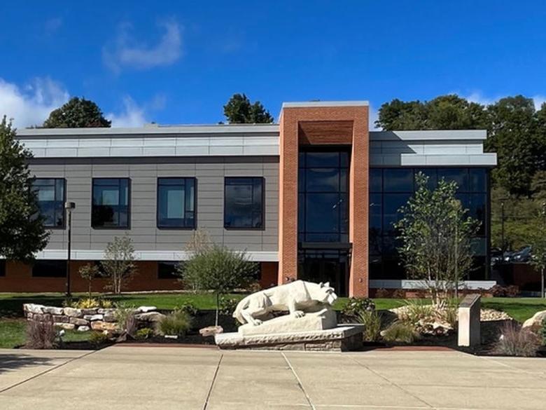 Nittany Lion Shrine with PAW Center in background